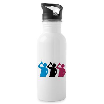 3 friends drinking beer - Water bottle with straw - white - Right