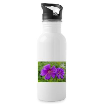 Geranium Brookside in german Storchschnäbel - Water bottle with straw - white - Right