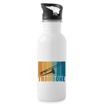Trombone Vintage Musician Instrument Gift - Water bottle with straw - white - Right