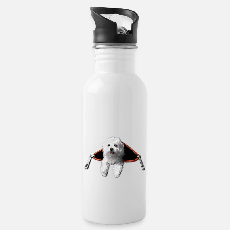 Malteser - Trinkflasche mit integriertem Trinkhalm - Weiß