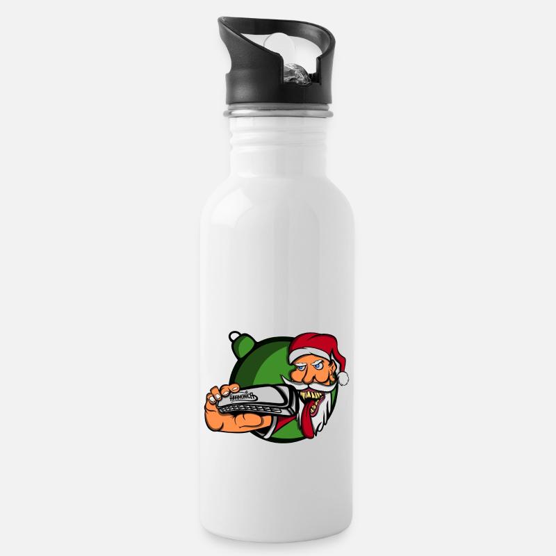 Papa Noel Rat Fink Harmonica Style - Gourde avec paille intégrée - blanc