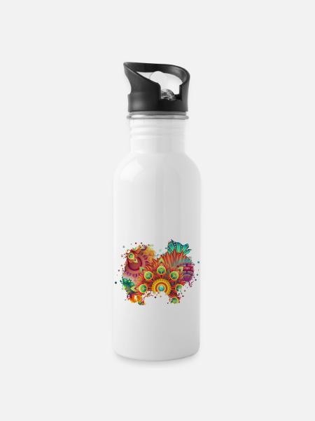 German Spitz Hund Deutscher Spitz - Trinkflasche mit integriertem Trinkhalm - Weiß