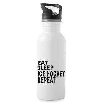 Eat sleep ice hockey repeat for ice hockey lovers - Water bottle with straw - white - Right