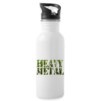 Heavy Metal Metal Band Retro Gitarre Bass - Trinkflasche mit integriertem Trinkhalm - Weiß - Rechts