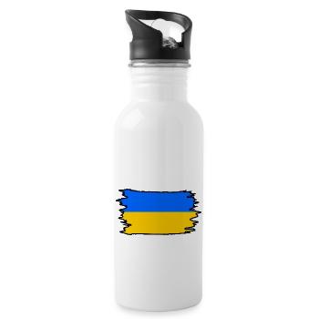 Ukraine - Trinkflasche mit integriertem Trinkhalm - Weiß - Rechts