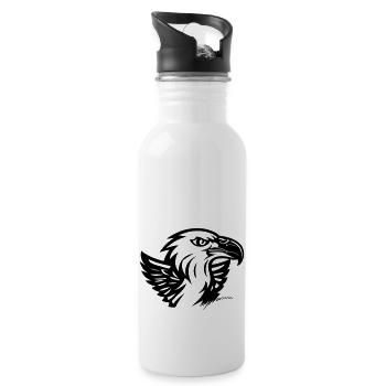 eagle's head with small wings - Water bottle with straw - white - Right