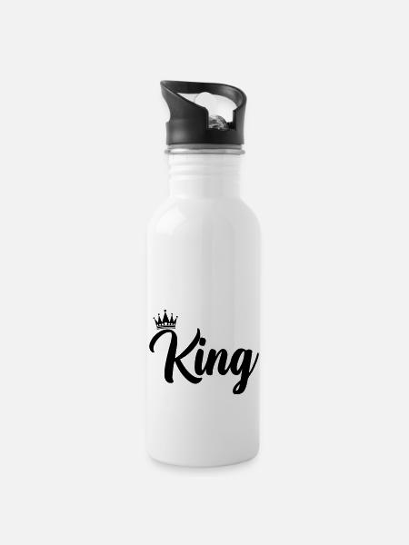 King - Water bottle with straw - white