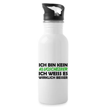 Bin kein klugscheißer - Trinkflasche mit integriertem Trinkhalm - Weiß - Rechts