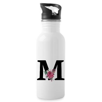 Buchstabe m blumig - Trinkflasche mit integriertem Trinkhalm - Weiß - Rechts