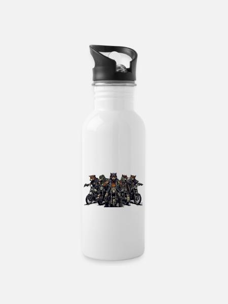 Road Wolves - Water bottle with straw - white