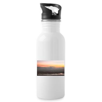 Morning glowing light on the summits of Kisavos - Water bottle with straw - white - Right