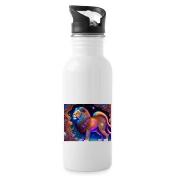 Lion - Water bottle with straw - white - Right