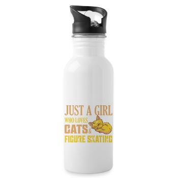 Just A Girl Who Loves Cats & Figure Skating Ice Sk - Water bottle with straw - white - Right
