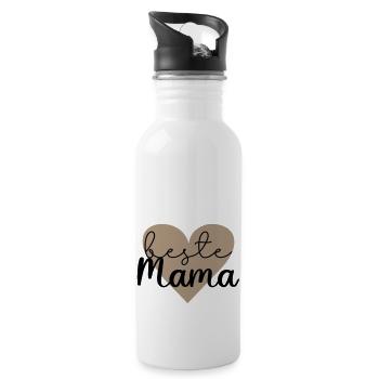 beste Mama - Trinkflasche mit integriertem Trinkhalm - Weiß - Rechts