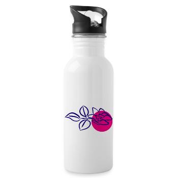 Flower Blume Pflanze - Trinkflasche mit integriertem Trinkhalm - Weiß - Rechts