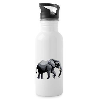 Elefant Tier Zootier Afrika Asien Landtier - Trinkflasche mit integriertem Trinkhalm - Weiß - Rechts