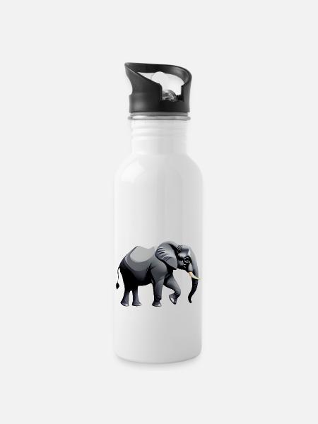 Éléphant Animal Zoo Animal Afrique Asie Terre Animal - Gourde avec paille intégrée - blanc