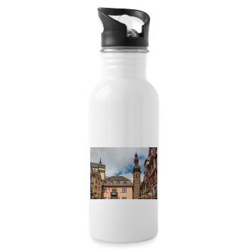 Rathaus (St. Martin Kirche) Cochem Rheinland - Trinkflasche mit integriertem Trinkhalm - Weiß - Rechts