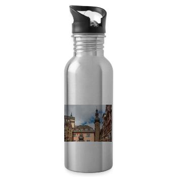 Rathaus (St. Martin Kirche) Cochem Rheinland - Trinkflasche mit integriertem Trinkhalm - Lightsilver - Rechts