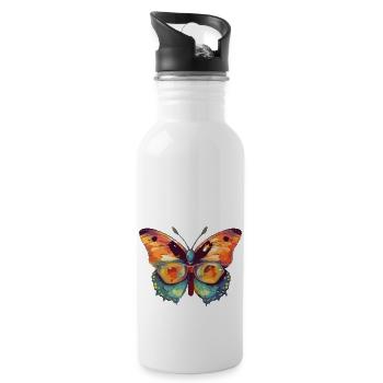 Leo the spectacled butterfly - Water bottle with straw - white - Right