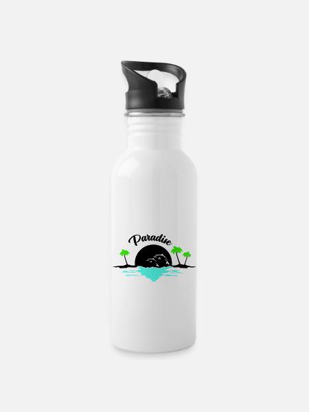 Sunset Dolphins - Water bottle with straw - white