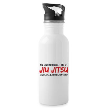 BJJ Jiu Jitsu - Trinkflasche mit integriertem Trinkhalm - Weiß - Rechts