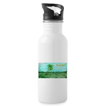Vietnam Viet Bauern Reisfeld Flagge I Geschenk - Trinkflasche mit integriertem Trinkhalm - Weiß - Rechts