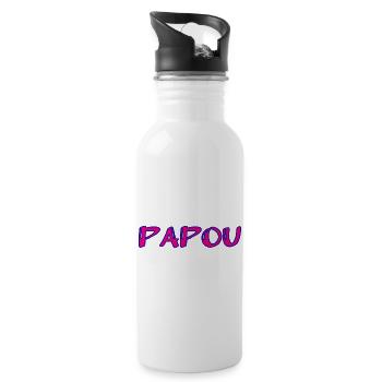 PAPOU. PAPA. FÊTE DES PÈRES. BONNE FÊTE PAPA - Gourde avec paille intégrée - blanc - Droite