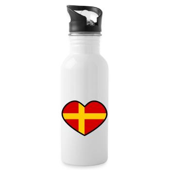 Skåne heart - Water bottle with straw - white - Right