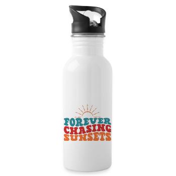 Forever Chasing Sunsets Sun Summer Beach Holidays - Water bottle with straw - white - Right