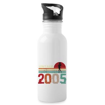 Vintage 2005 Anniversaire rétro sunset design - Gourde avec paille intégrée - blanc - Droite