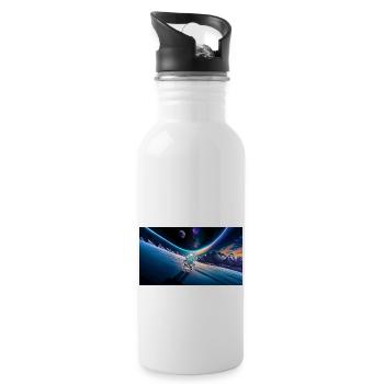 hugadino astronaut dino, cute dinosaur - Water bottle with straw - white - Right