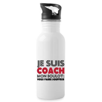 Je suis coach mon boulot vous faire souffrir - Gourde avec paille intégrée - blanc - Droite