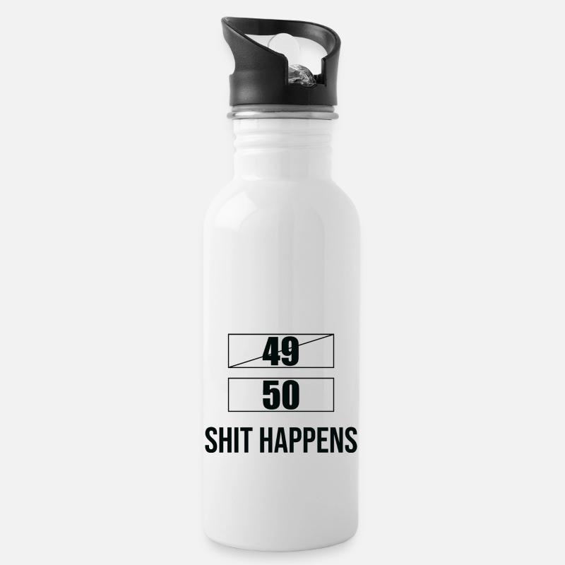 Funny saying 50th birthday - Water bottle with straw - white