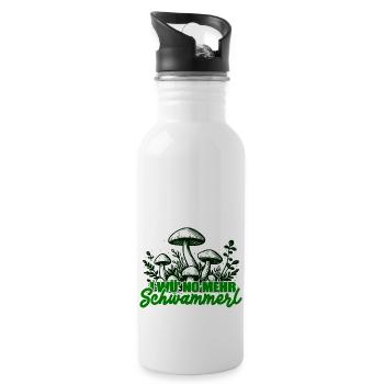 Pilzsammler Witziger Spruch - Trinkflasche mit integriertem Trinkhalm - Weiß - Rechts