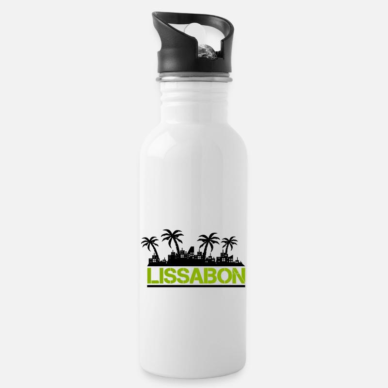 lissabon - Trinkflasche mit integriertem Trinkhalm - Weiß
