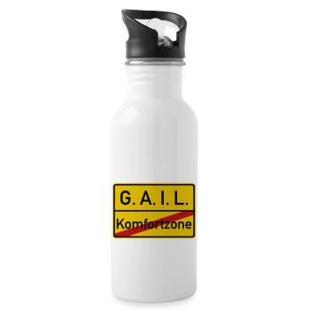 Komfortzone verlassen - Ganz Ankommen Im Leben - Trinkflasche mit integriertem Trinkhalm - Weiß - Rechts