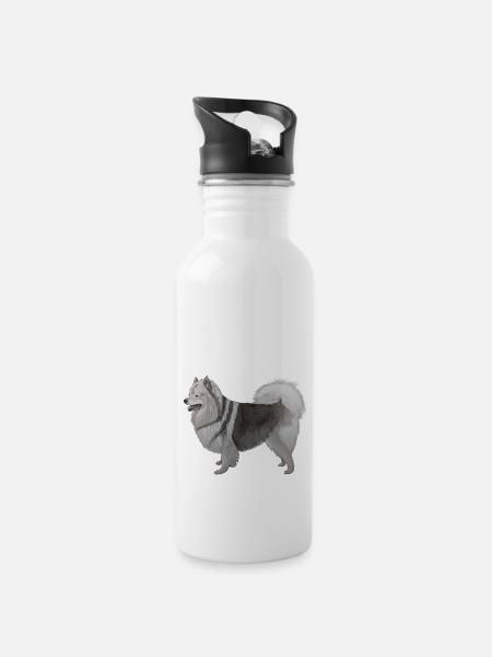 Mittelspitz - Trinkflasche mit integriertem Trinkhalm - Weiß