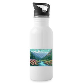 Kunst - Trinkflasche mit integriertem Trinkhalm - Weiß - Rechts