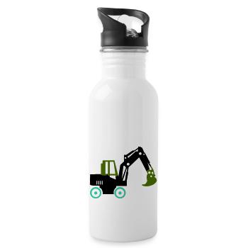 excavator - Water bottle with straw - white - Right