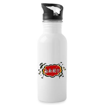 Ho Ho Ho Weihnachten - Trinkflasche mit integriertem Trinkhalm - Weiß - Rechts