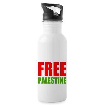 Free palestine - Water bottle with straw - white - Right