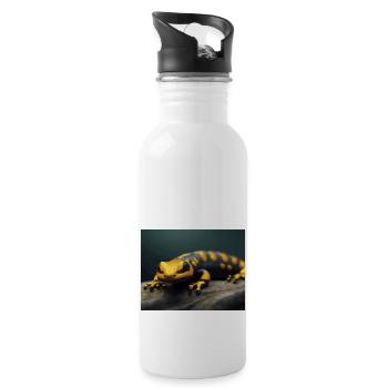 Niedliche Tiere, die Winterschlaf halten – Feuersalamander - Trinkflasche mit integriertem Trinkhalm - Weiß - Rechts