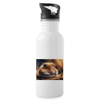 Cute animals doing hibernation – hamster - Water bottle with straw - white - Right