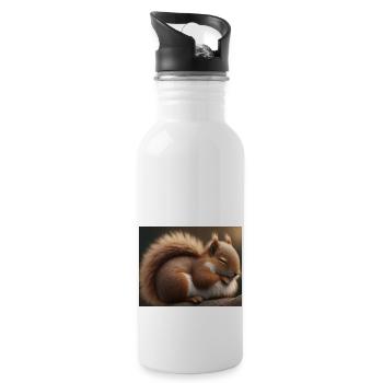 Cute animals doing hibernation – squirrel - Water bottle with straw - white - Right