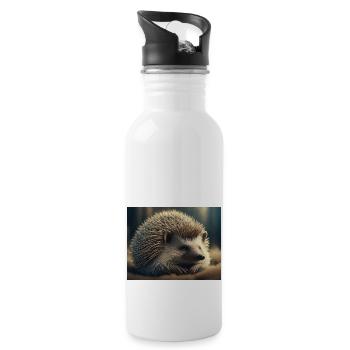 Cute animals doing hibernation – brown bear - Water bottle with straw - white - Right