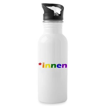*innen Gendern - Trinkflasche mit integriertem Trinkhalm - Weiß - Rechts