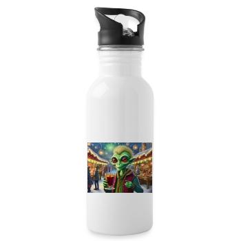 extraterrestre boit du vin chaud à Noël - Gourde avec paille intégrée - blanc - Droite