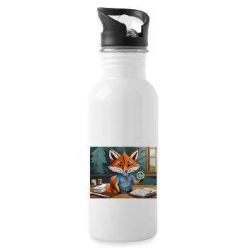 süßer kleiner Unhold Fuchs Geographieunterricht - Trinkflasche mit integriertem Trinkhalm - Weiß - Rechts