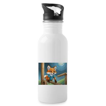 Niedlicher kleiner Teufel Fuchs Alltag – Spielplatz - Trinkflasche mit integriertem Trinkhalm - Weiß - Rechts